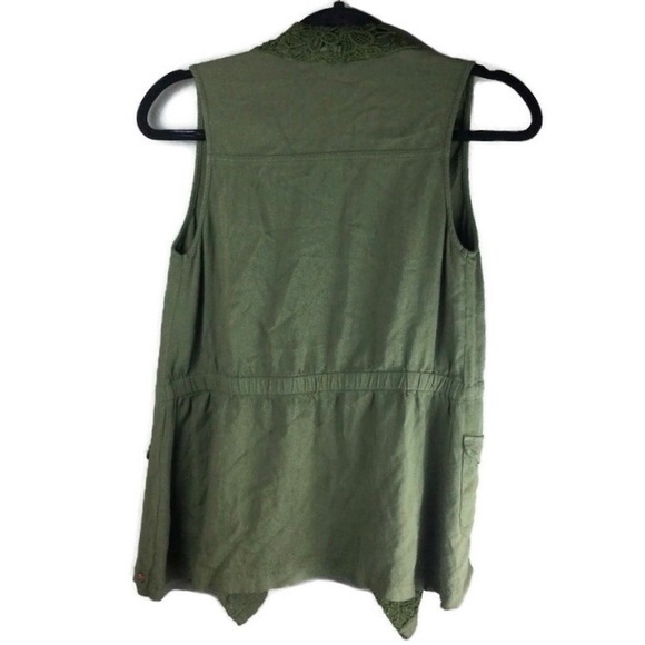 Matilda Jane 435 That’s The Ticket Olive Lace Open Front Cargo Vest Girl’s Sz 12 - Picture 4 of 14